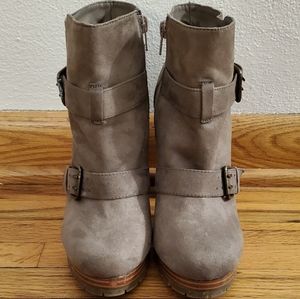 Womens Gray Heel Booties